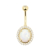 Gold Belly Ring with Oval Opal