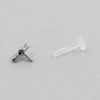 Jewelled Bioplast Labret - Swarovski Zirconia Cross 6mm