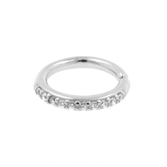 White Gold Continuous Ring With Zirconia