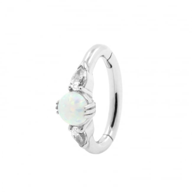 Belly Ring Clicker - Opal And Zirconia