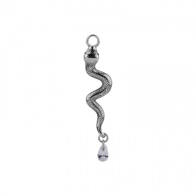 Click Ring Charm - Zirconia Snake Right