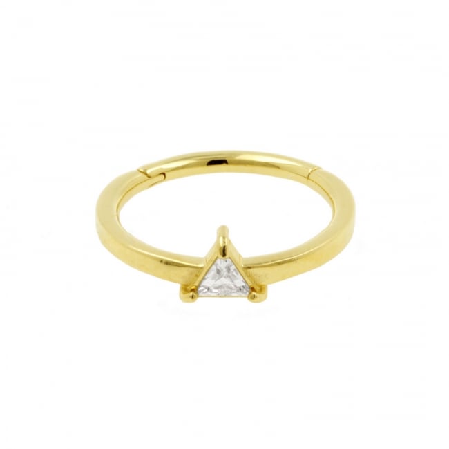 Gold Conch Clicker - Swarovski Zirconia Triangle
