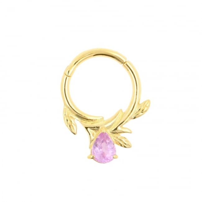 Gold Click Ring - Pink Sapphire Vine