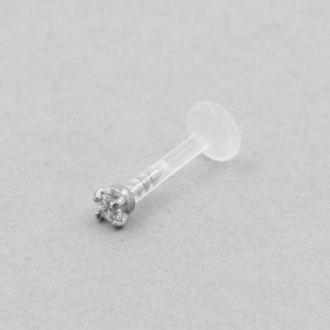 Jewelled Bioplast Labret - 2mm Swarovski Zirconia