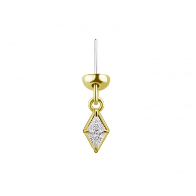Gold Helix Dangle - Zirconia Diamond