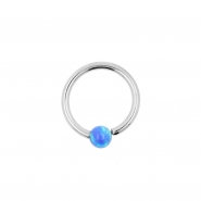 White Gold Fixed Opal Ball Closure Ring