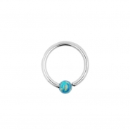 White Gold Fixed Opal Ball Closure Ring
