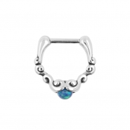 Ornate Septum Clicker with Opal Ball