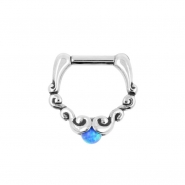Ornate Septum Clicker with Opal Ball