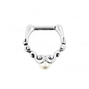 Ornate Septum Clicker with Pearl
