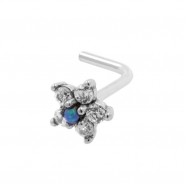 White Gold Nose Stud With Zirconia Flower