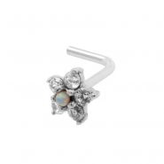 White Gold Nose Stud With Zirconia Flower