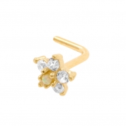 Gold Nose Stud With Zirconia Flower