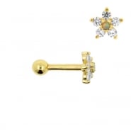 Gold Tragus Barbell With Flower