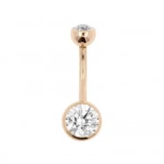 Rose Gold Belly Ring With Premium Zirconia