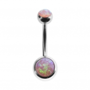 Double jewelled opal belly ring
