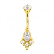 Belly Ring Zirconia Oval Cluster