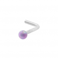 White Gold Nose Stud with Opal Ball