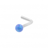 White Gold Nose Stud with Opal Ball