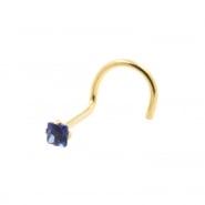 Gold Nose Stud with Square Gem