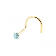 Gold Nose Stud with Square Gem