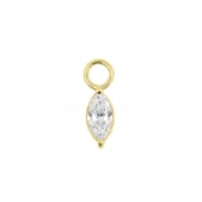Gold Click Ring Charm - Zirconia Marquise