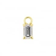 Gold Click Ring Charm - Zirconia Rectangle