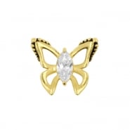 Gold Click Ring Charm - Zirconia Butterfly