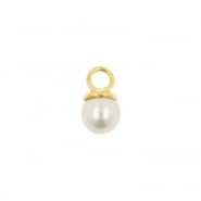 Gold Click Ring Charm - Freshwater Pearl