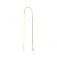 Gold Chain Earrings - Zirconia Teardrop